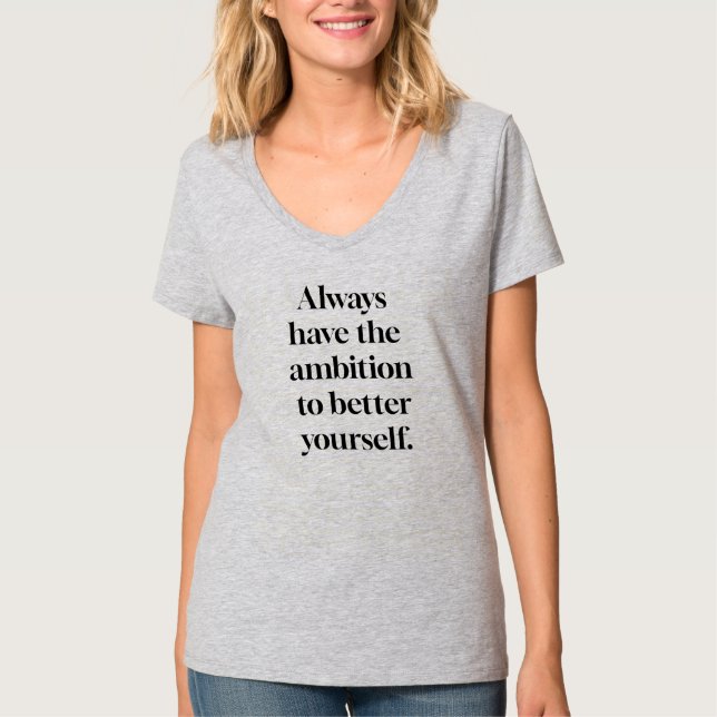 Camiseta Básica Feminina de Decote V Ambition (Frente)