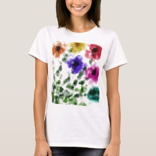 Camiseta Básica Feminina de Flor de Arco-Íris em A