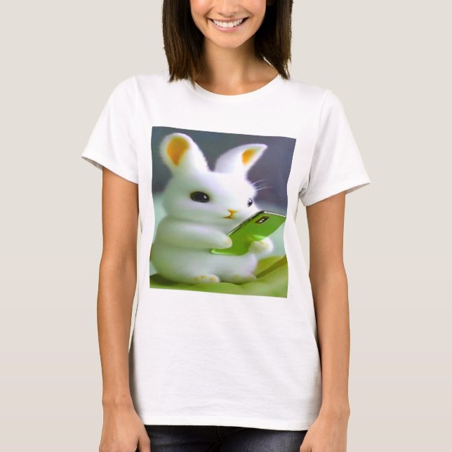 Camiseta Básica Feminina – Design Digital Colorido (Frente)