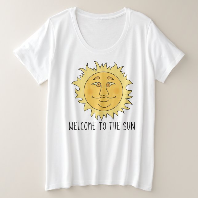 Camiseta Básica Feminina Plus Size Bem-vindo Sol (Frente do Design)