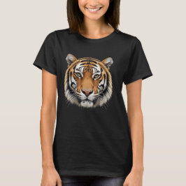 Camiseta Básica Feminina Rosto de Tigre