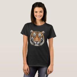 Camiseta Básica Feminina Rosto de Tigre