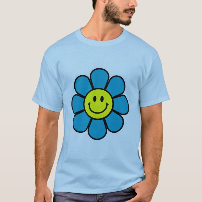 Camiseta Básica Flor (Azul) (Frente)