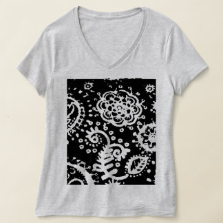 Camiseta Básica Floral Desbotada Cinza, PEQUENA