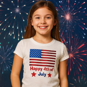 Camiseta Básica Infantil Amor à Bandeira dos EUA