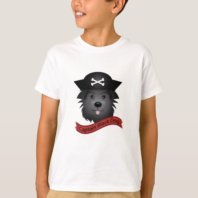Camiseta Básica Infantil - Captain Black Dog (Frente)