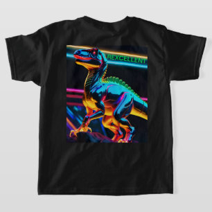 Camiseta Básica Infantil de Dinossauro T-Rex Neon