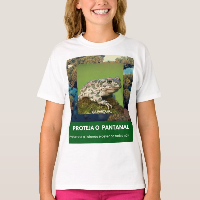 Camiseta Básica Infantil Feminina Via Pantanal  (Frente)
