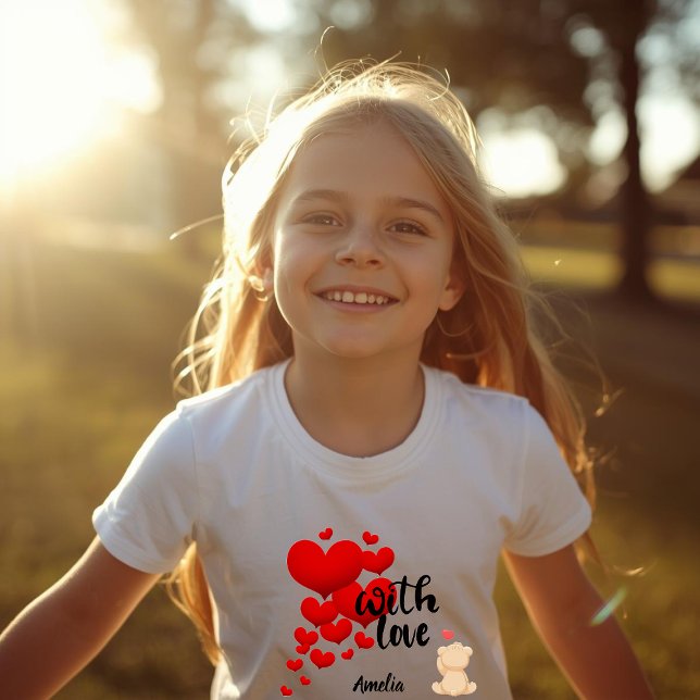 Camiseta Básica Infantil Personalizada Com Amor (Criador carregado)