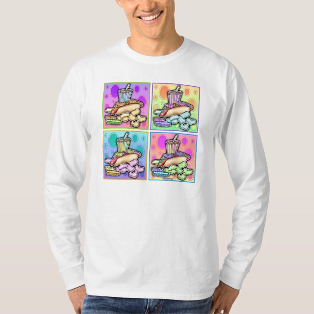 Camiseta Básica Manga Longa - Cachorro Quente Pop  (Frente)