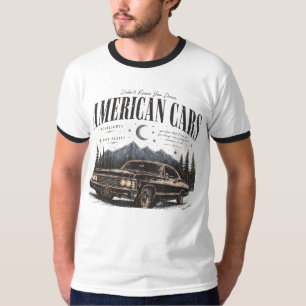 Camiseta Básica Masculina carros americanos