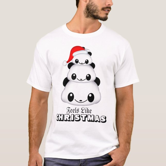 Camiseta Básica Masculina de Panda de Natal (Frente)