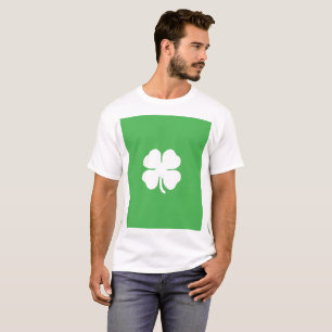 Camiseta Básica Masculina Folha de Trevo Branco