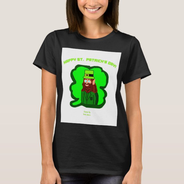 Camiseta Básica Negra Mágica Leprechaun (Frente)