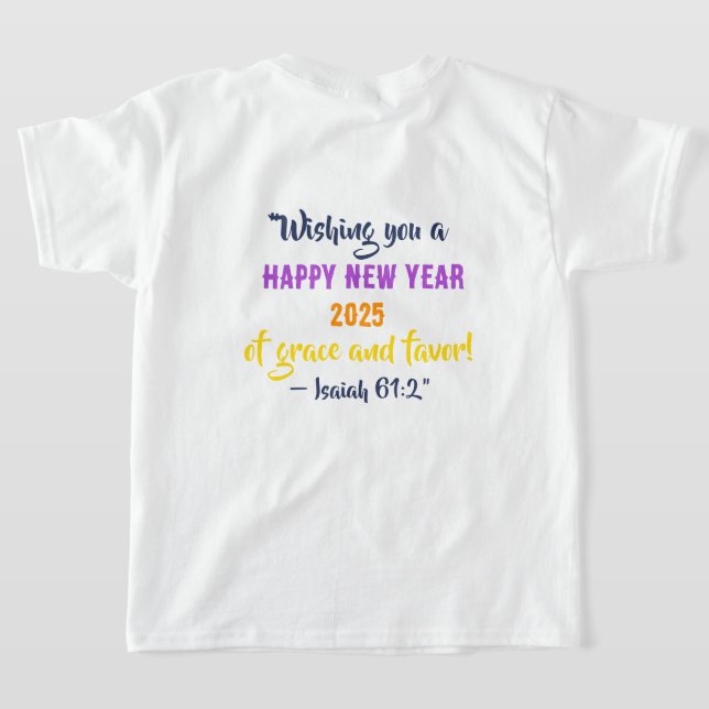 Camiseta Básica Para Crianças 2025 - Isaiah 61:2 (Postura das costas)