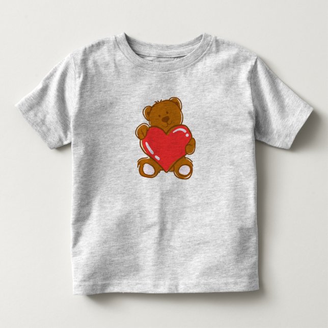 Camiseta básica para crianças com desenho de ursin (Frente)