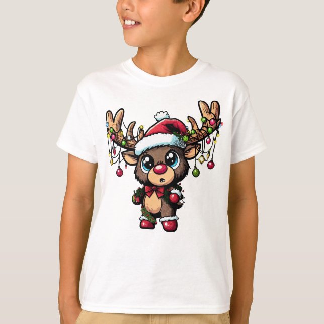 Camiseta Básica para Crianças de Reinado de Natal (Frente)