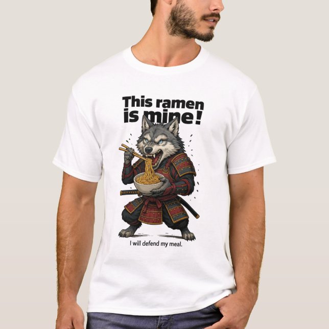 Camiseta básica Samurai Wolf Ramen (Frente)