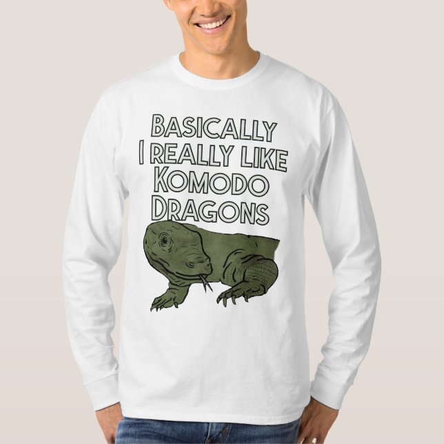 Camiseta Basicamente Eu Gosto Muito De Dragões Komodo Engra (Frente)