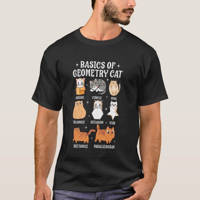 Camiseta Básico Da Geometria Do Gato Professor De Matemátic (Frente)