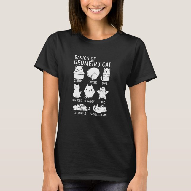 Camiseta Básico Da Geometria Do Gato Professor De Matemátic (Frente)