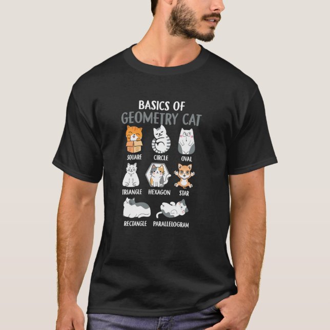 Camiseta Básico Da Geometria Do Gato Professor De Matemátic (Frente)