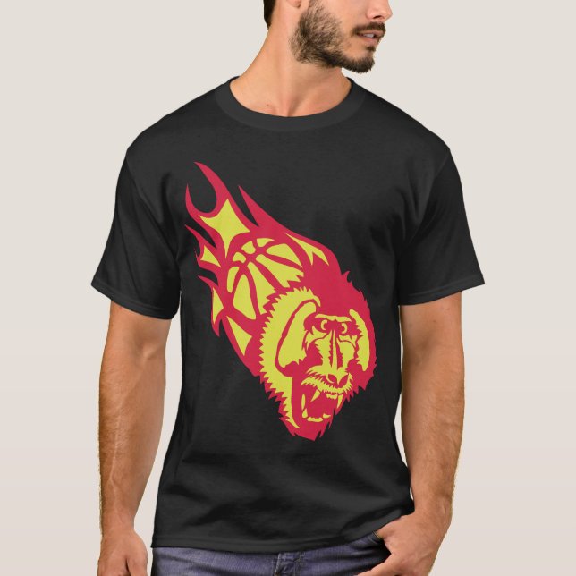 Camiseta basket singe hurle monkey basketball flamme fire (Frente)