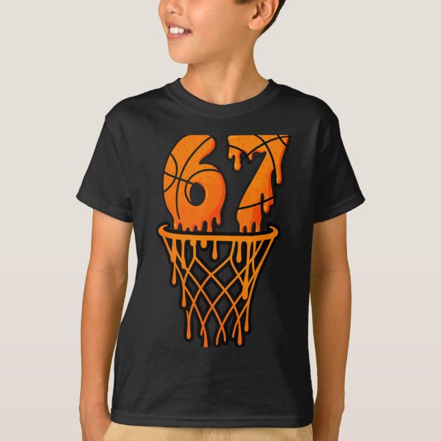 Camiseta Basketball 67 Meme Funny Six Seven Gen Alpha Drip  (Frente)