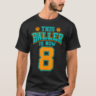 Camiseta Basketball 8 Years Old Kid 8th Birthday For Boy