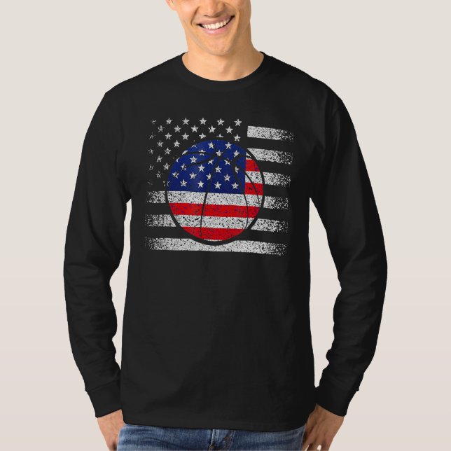 Camiseta Basketball American Flag 4th Of July USA Sports Te (Frente)