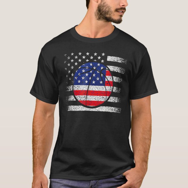 Camiseta Basketball American Flag 4th Of July USA Sports Te (Frente)