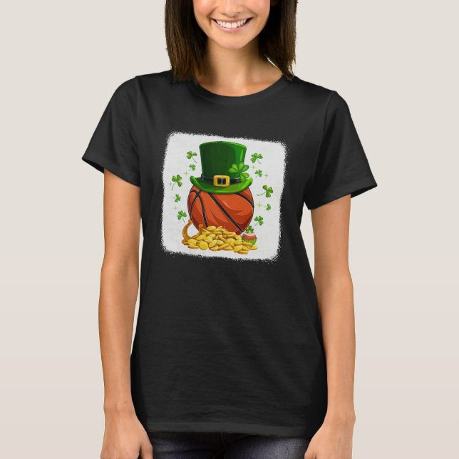 Camiseta Basketball Ball Leprechaun Hat Shamrock Irish St P (Frente)