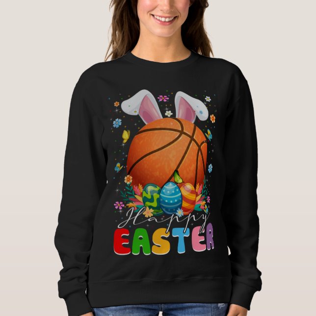 Camiseta Basketball Ball With Bunny Ears Easter Day Boys Ki (Frente)