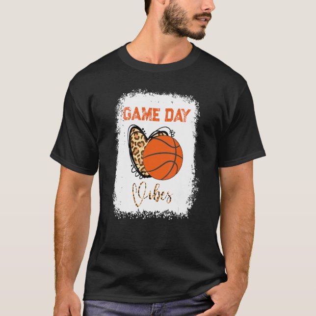 Camiseta Basketball Bleached Game Day Vibes Basketball Mom  (Frente)