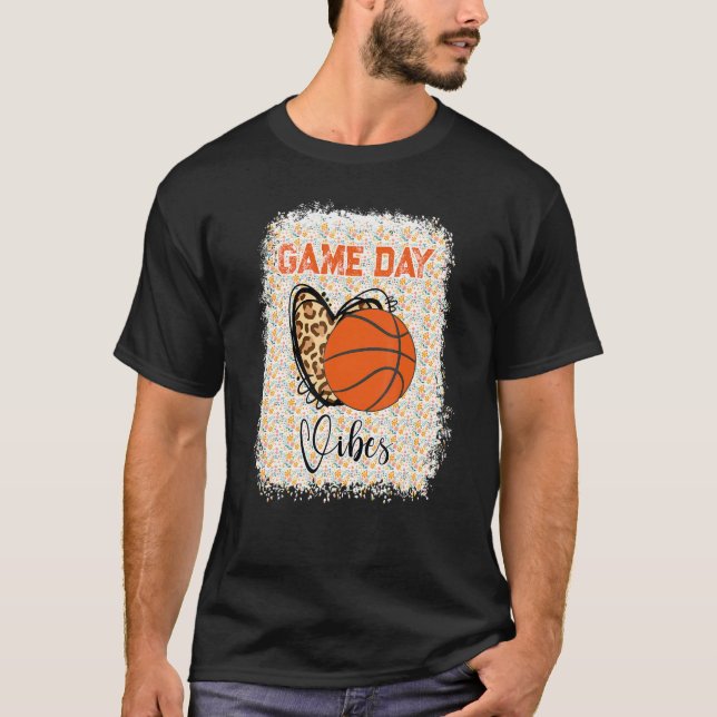 Camiseta Basketball Bleached Game Day Vibes Basketball Mom  (Frente)
