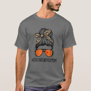 Camiseta Basketball Bonus Mom Life Leopard Messy Bun Mother