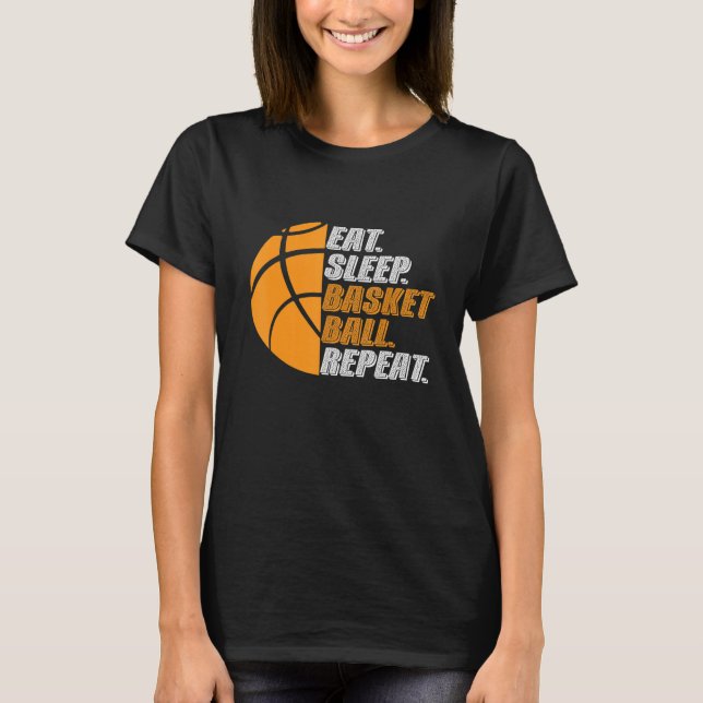 Camiseta Basketball Coach Eat Sleep Basketball Repeat for M (Frente)