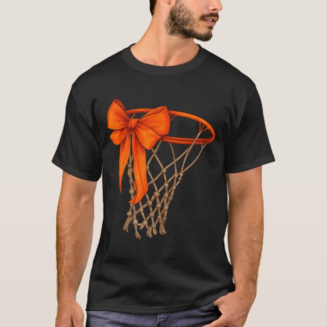 Camiseta Basketball Hoop With Bow Cute Basketball Aesthetic (Frente)