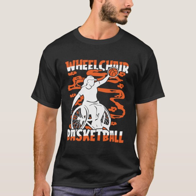 Camiseta Basketball Hoops Hooping Bball Baller Wheelchair B (Frente)