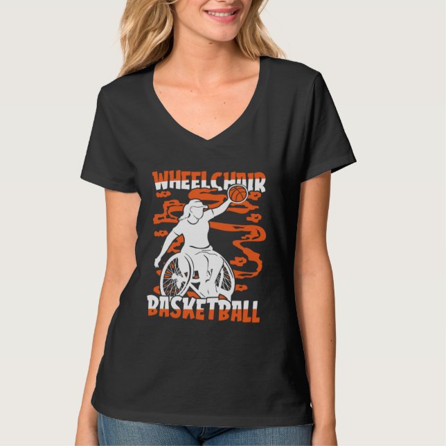 Camiseta Basketball Hoops Hooping Bball Baller Wheelchair B (Frente)