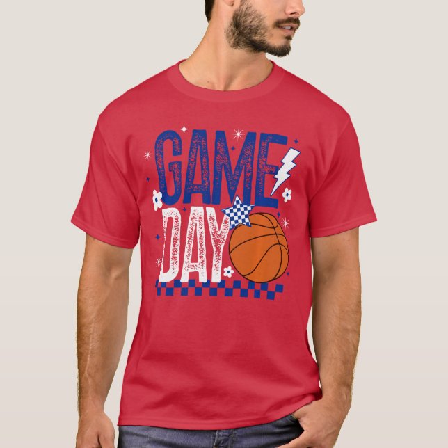 Camiseta Basketball Mom Game Dayipoff Season Retro Blue Whi (Frente)