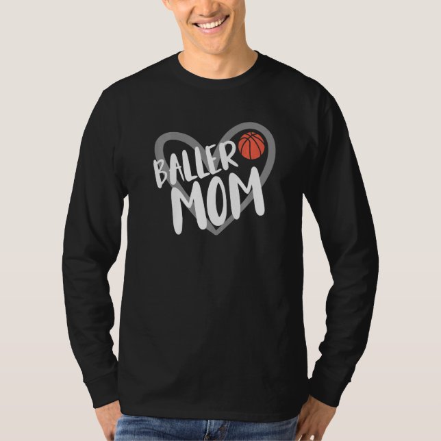 Camiseta Basketball Mom Heart Baller Mom  (Frente)