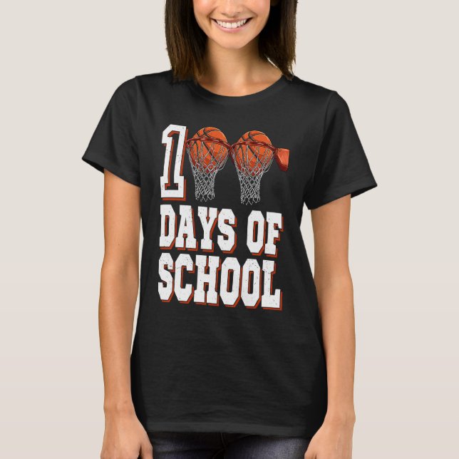 Camiseta Basketball Player 100 Days Of School Student Boys  (Frente)