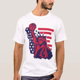 Camiseta basketball statue liberte usa amerique drapeau des