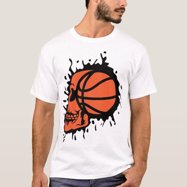 Camiseta basketball tete de mort profil ballon (Frente)