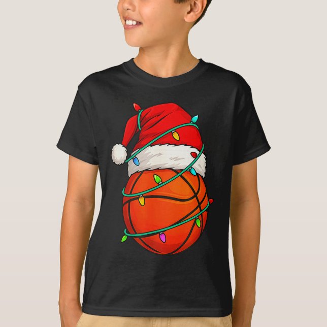 Camiseta Basketball With Santa Hat Funny Christmas Xmas Gif (Frente)