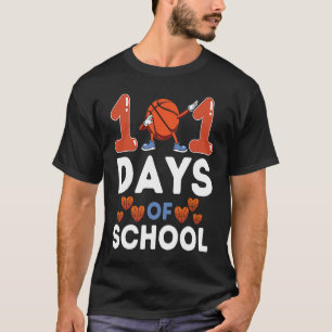 Camiseta Basquete 101 Dias de Escola para Meninos Meninas