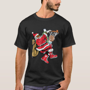 Camiseta Basquete 2021 do Papai Noel negro americano