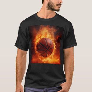 Camiseta Basquete. Bola Em Fogo. Arte Esportiva