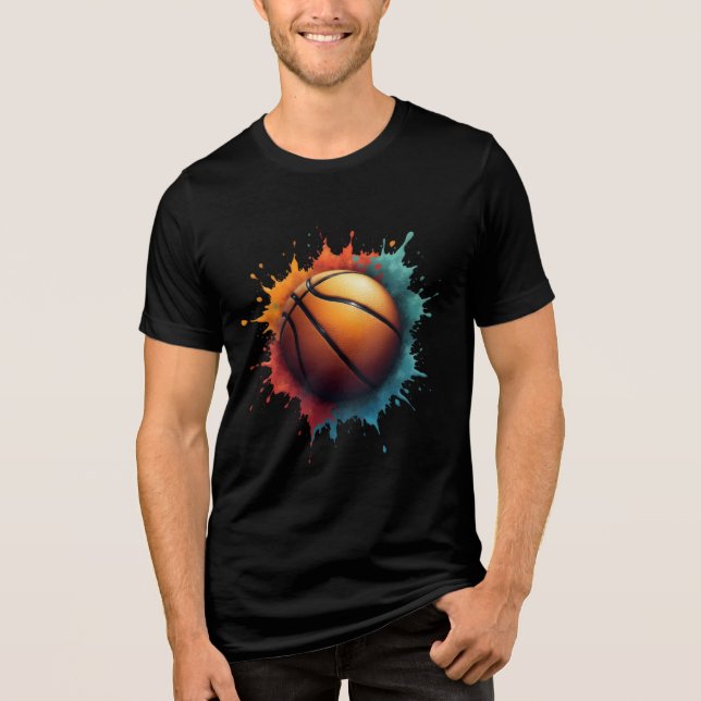 Camiseta Basquete Colorida de Tinta Espelho (Frente)